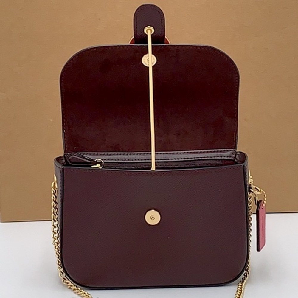 Coach Gemma Crossbody In Colorblock With Butterfly Buckle Strawberry Haze/Cranb - Picture 12 of 16